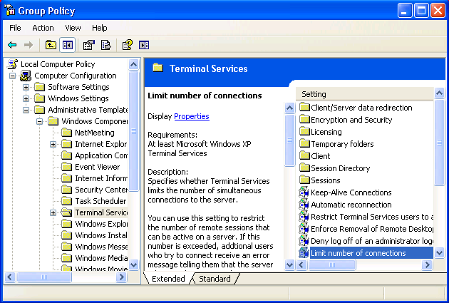 Windows 프로그램 2003에서 데스크톱 세션 동시 차단
